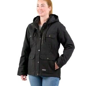 Berne Women's Softstone Duch Hooded Ranch Coat Black Size 1X Canvas Workwear NWT